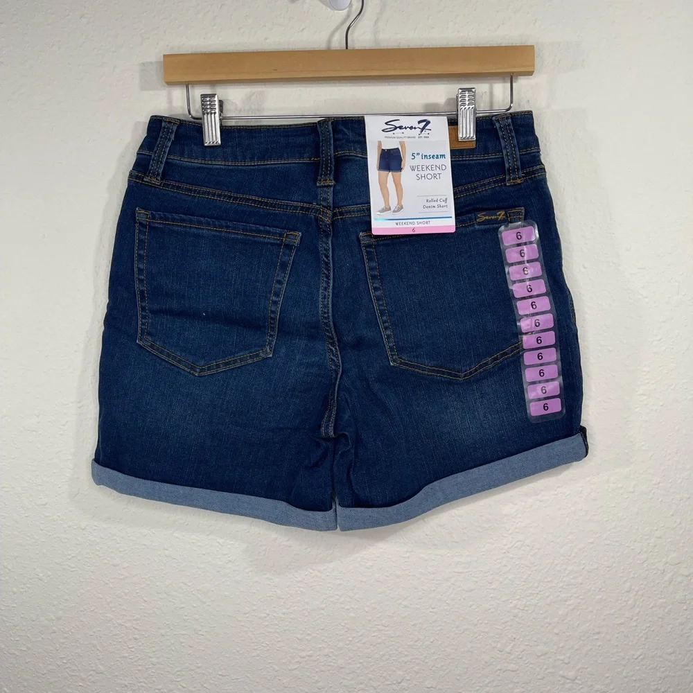 Seven7 Women Weekend Rolled Cuff Stretch Jean Short Color Blue Size 4;6;…